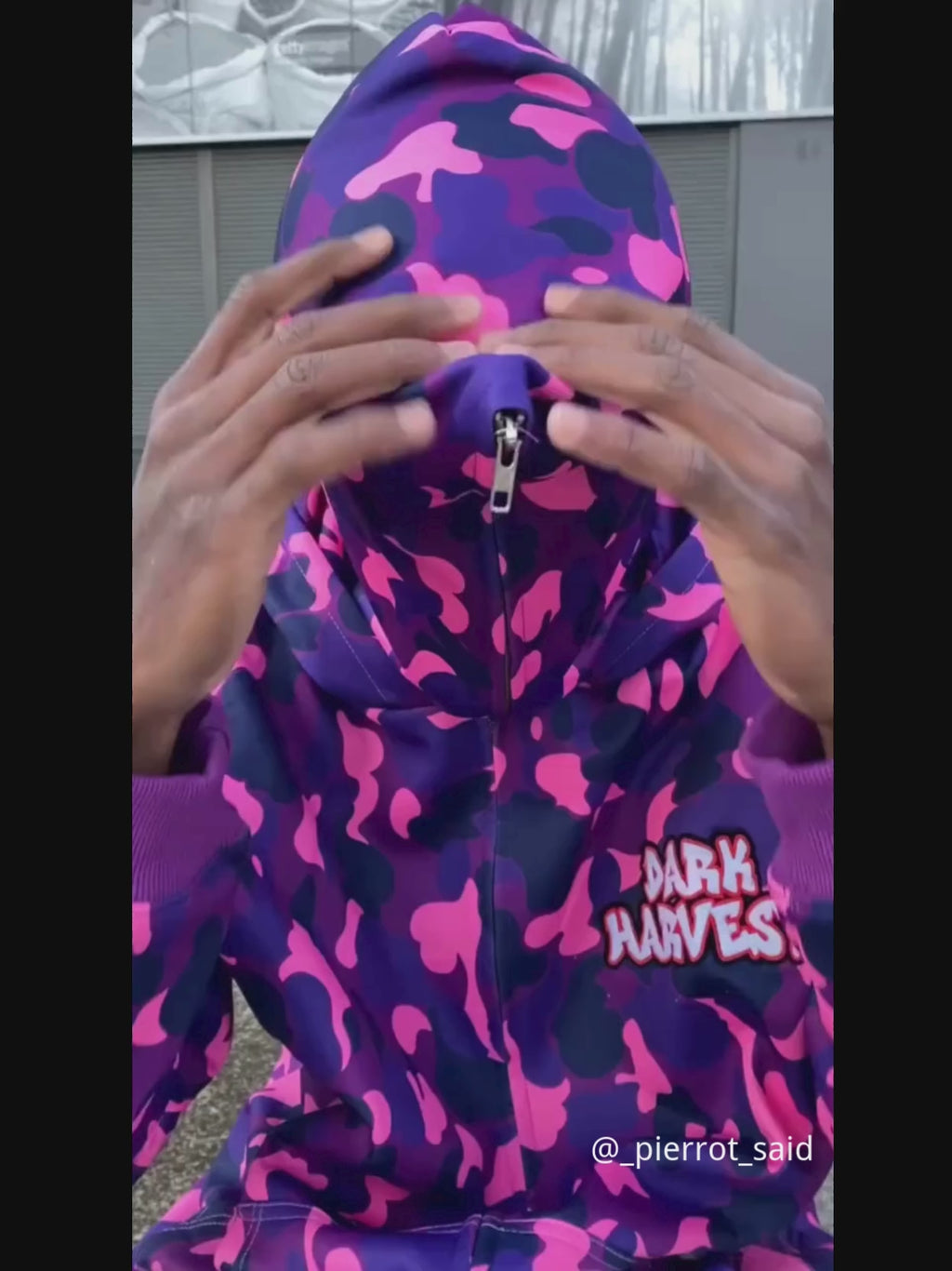 Camouflage Double Cap Design Hoodie